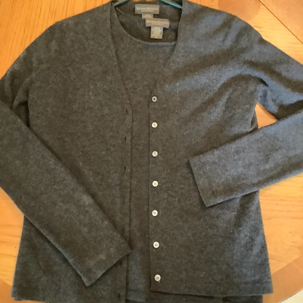 Banana Republic Gray Cashmere Sweater Set sz M